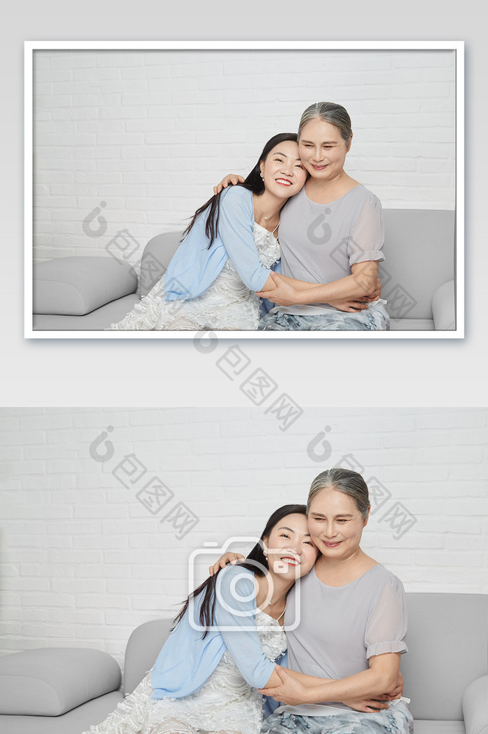 母亲节温馨拥抱母女照片