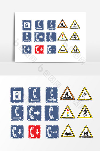交通安全几何图标标志设计元素图片