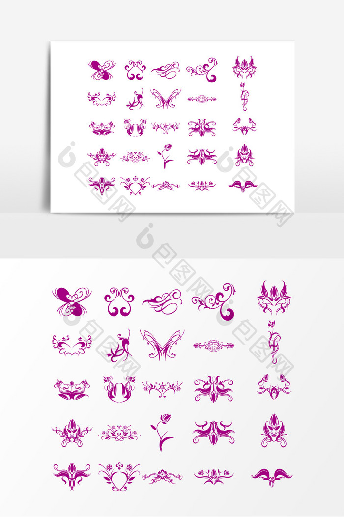 紫色欧式花纹装饰图案设计元素