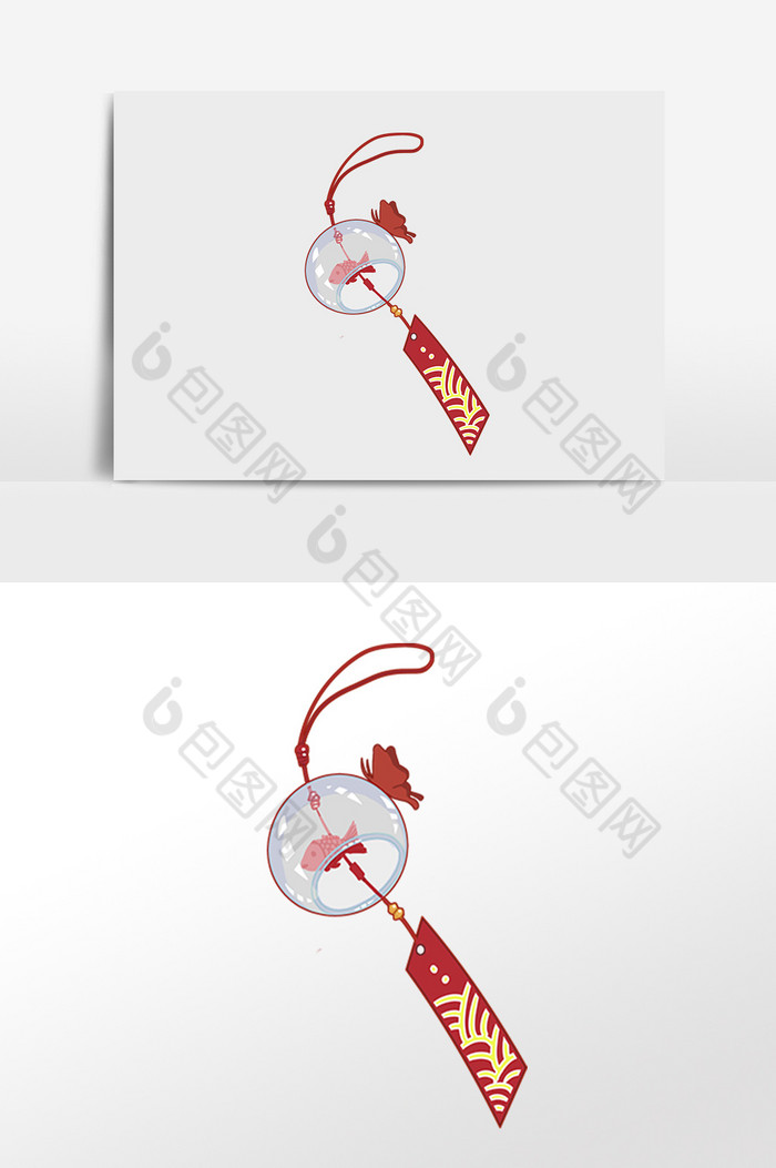 装饰品挂饰玻璃风铃插画图片