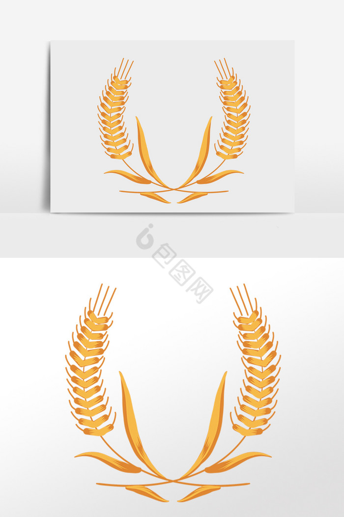 金色麦穗小麦徽章插画图片