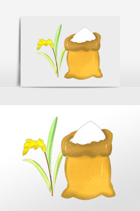 一袋面粉麦穗麦子食物插画