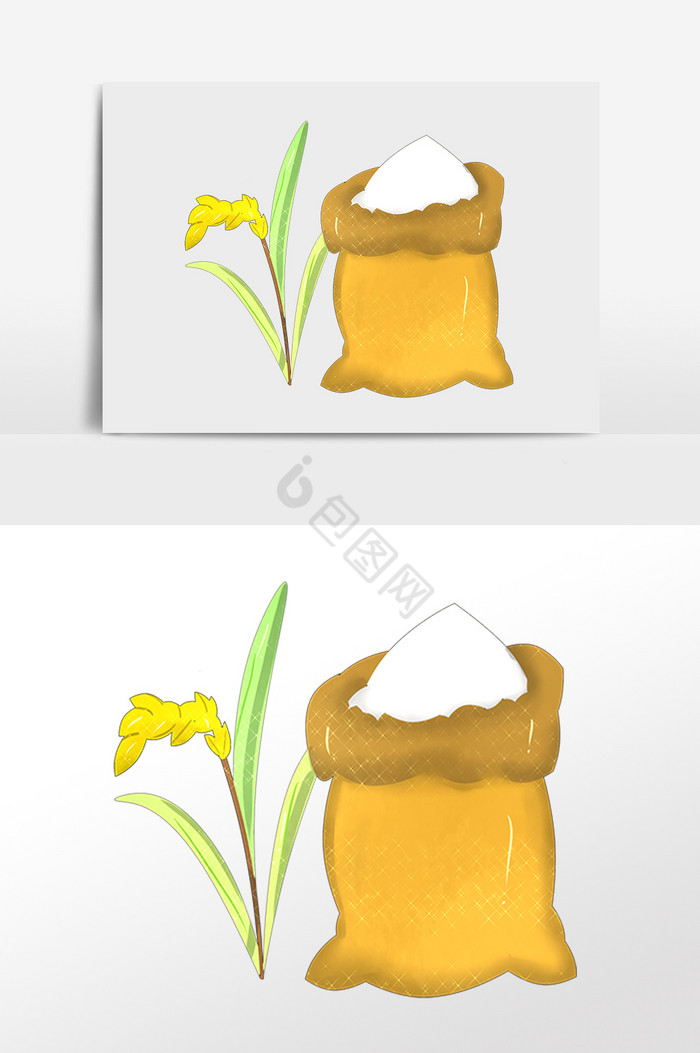 一袋面粉麦穗麦子食物插画图片