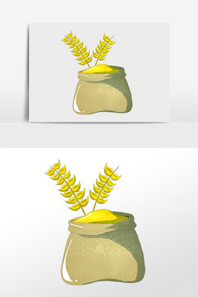 一袋粮食麦穗麦子食物插画