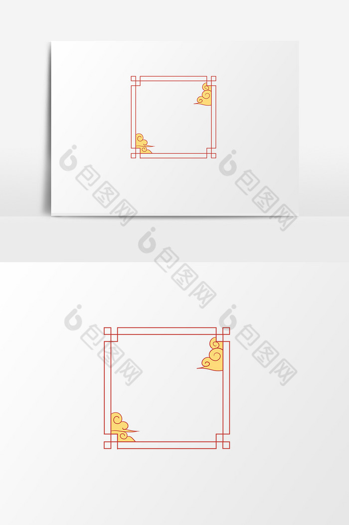 气质古风云纹边框免抠图片图片