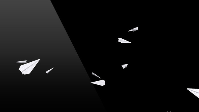 2款黑白纸飞机动画带通道特效元素素材视频