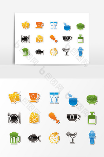 彩色餐具食物图案设计素材图片