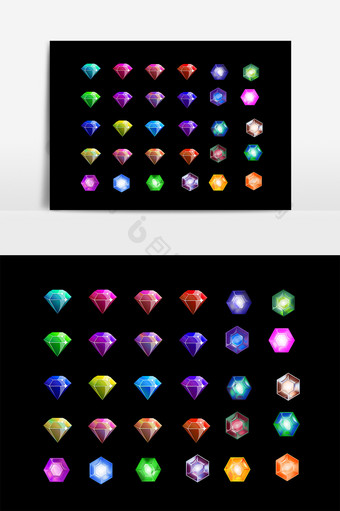 彩色立体钻石设计素材图片