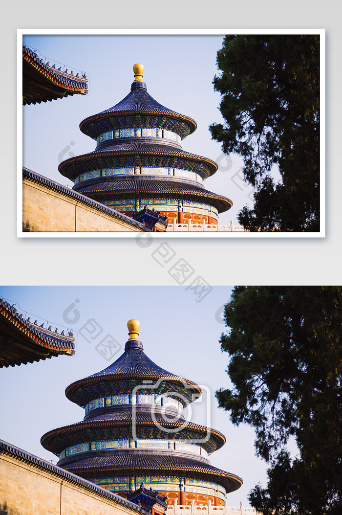北京天坛公园祈年殿一角建筑摄影图