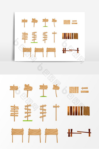棕色木质指示牌素材图片