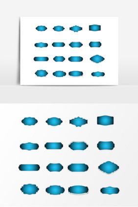 矢量蓝色标签边框设计素材