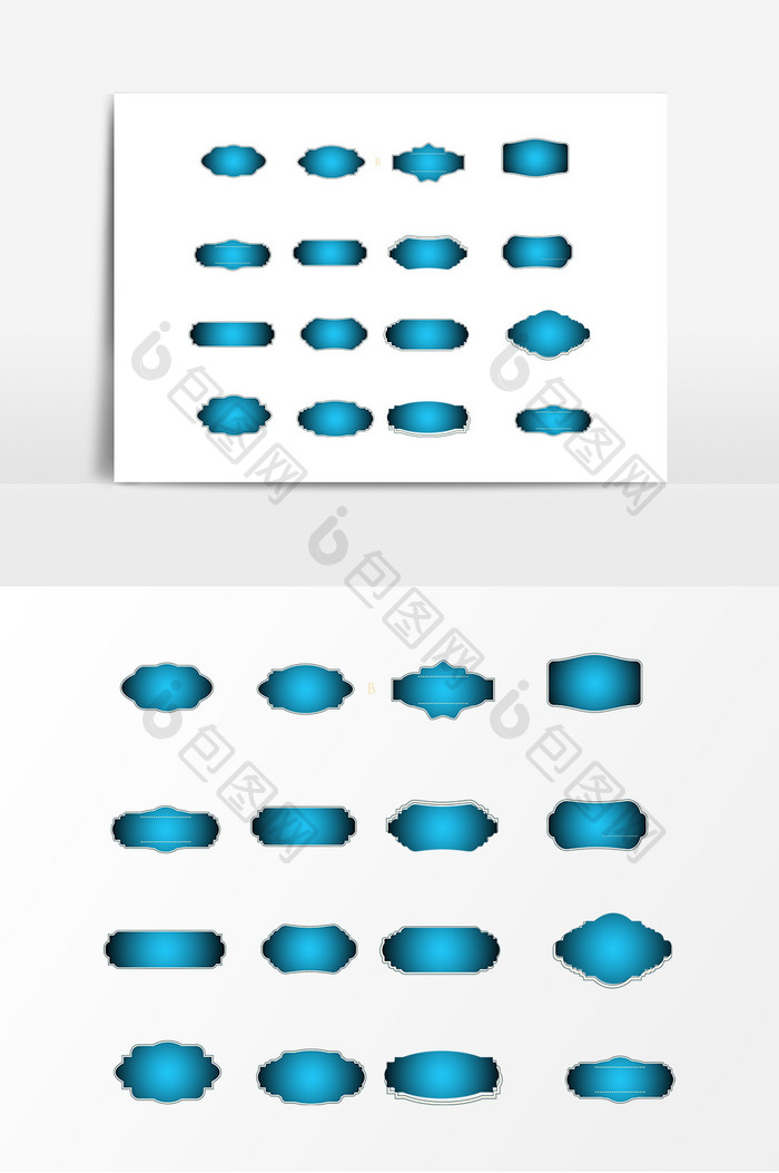 矢量蓝色标签边框设计素材