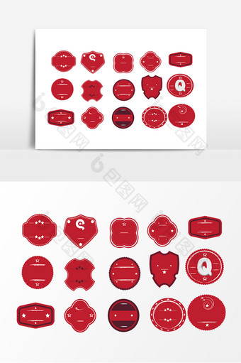 红色装饰标签设计素材图片