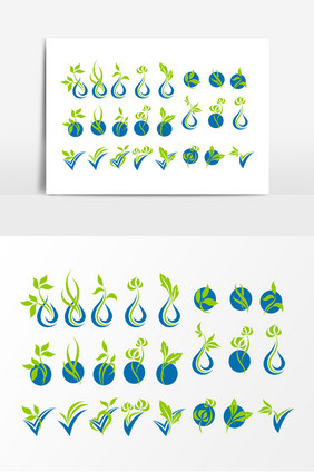 绿色植物爱护环境图标标志素材