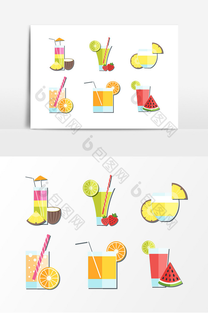 彩色水果汁水杯设计素材