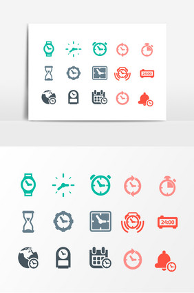 彩色图标钟表时间素材