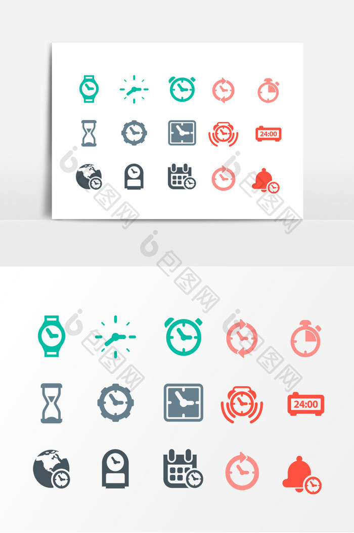 彩色图标钟表时间素材