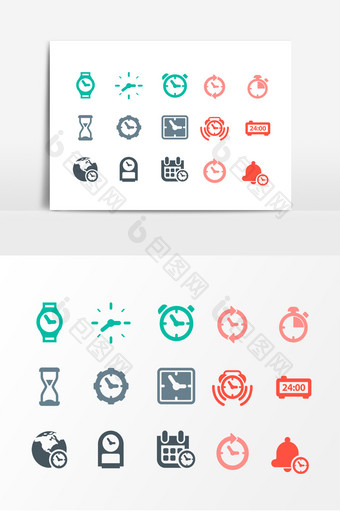 彩色图标钟表时间素材图片
