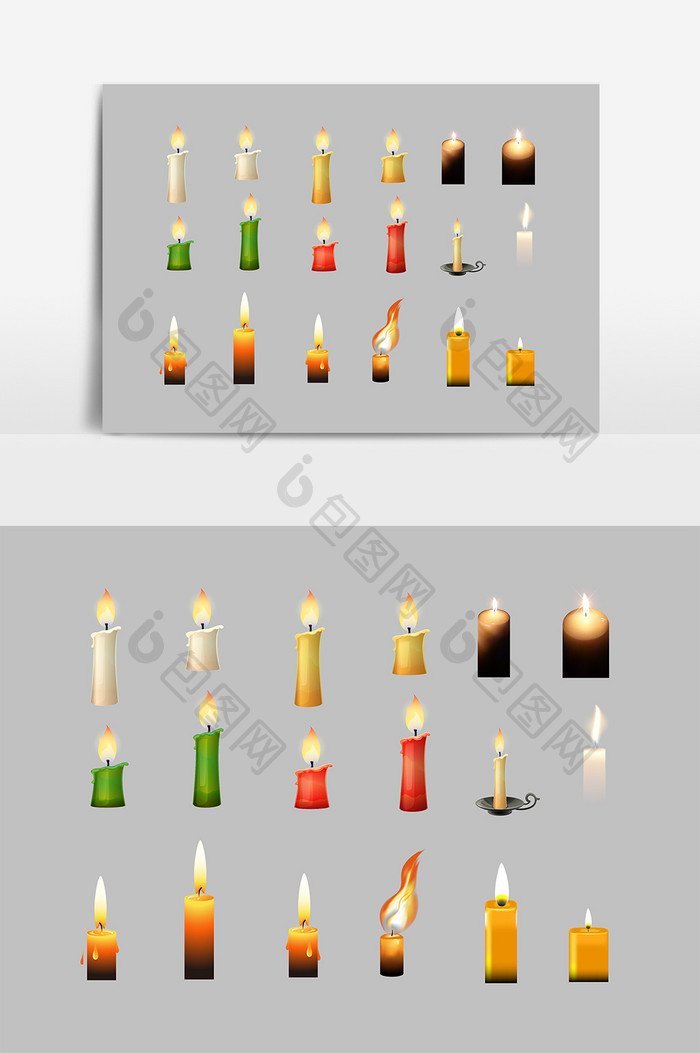 手绘燃烧的蜡烛设计元素