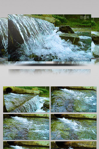 慢动作拍摄小瀑布水流高清视频图片
