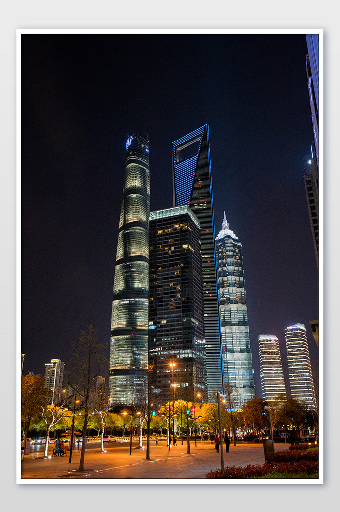 上海陆家嘴城市建筑夜景摄影图片