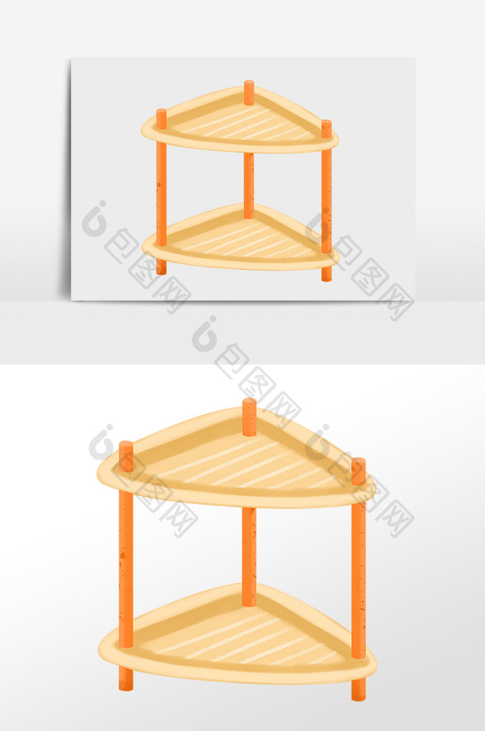 手绘生活用品塑料三脚架插画