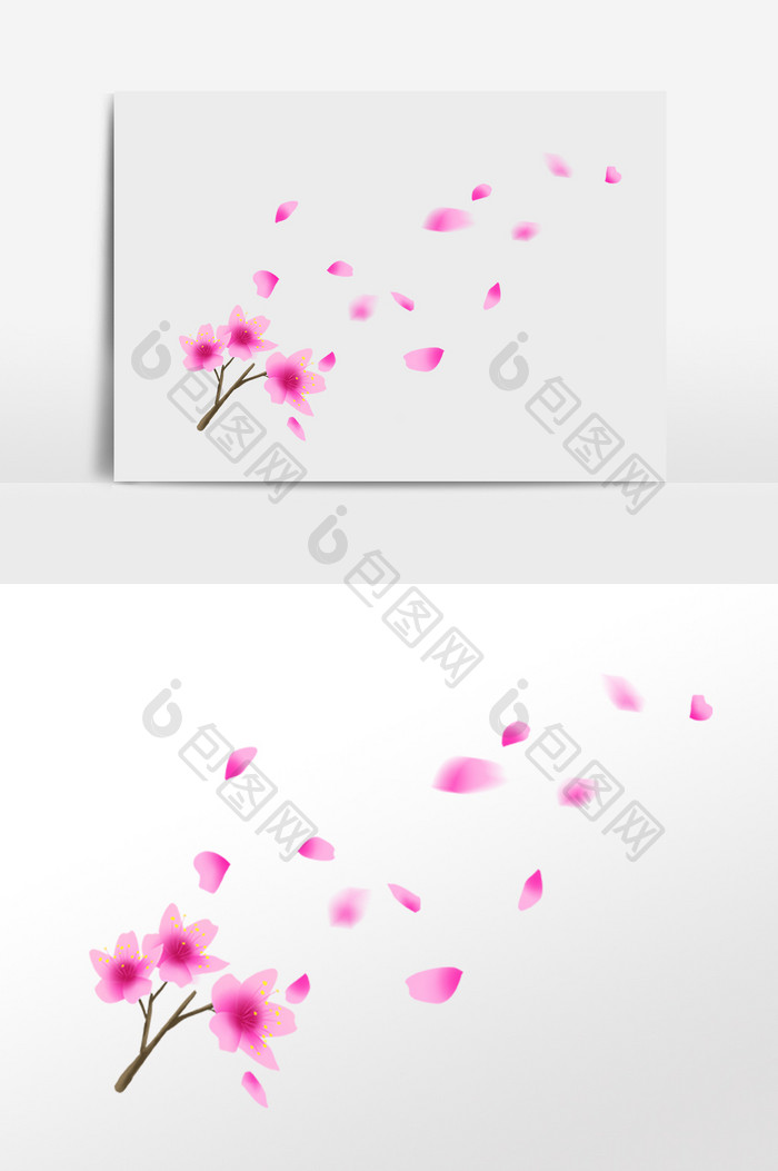 手绘飘落植物粉色花朵花瓣插画