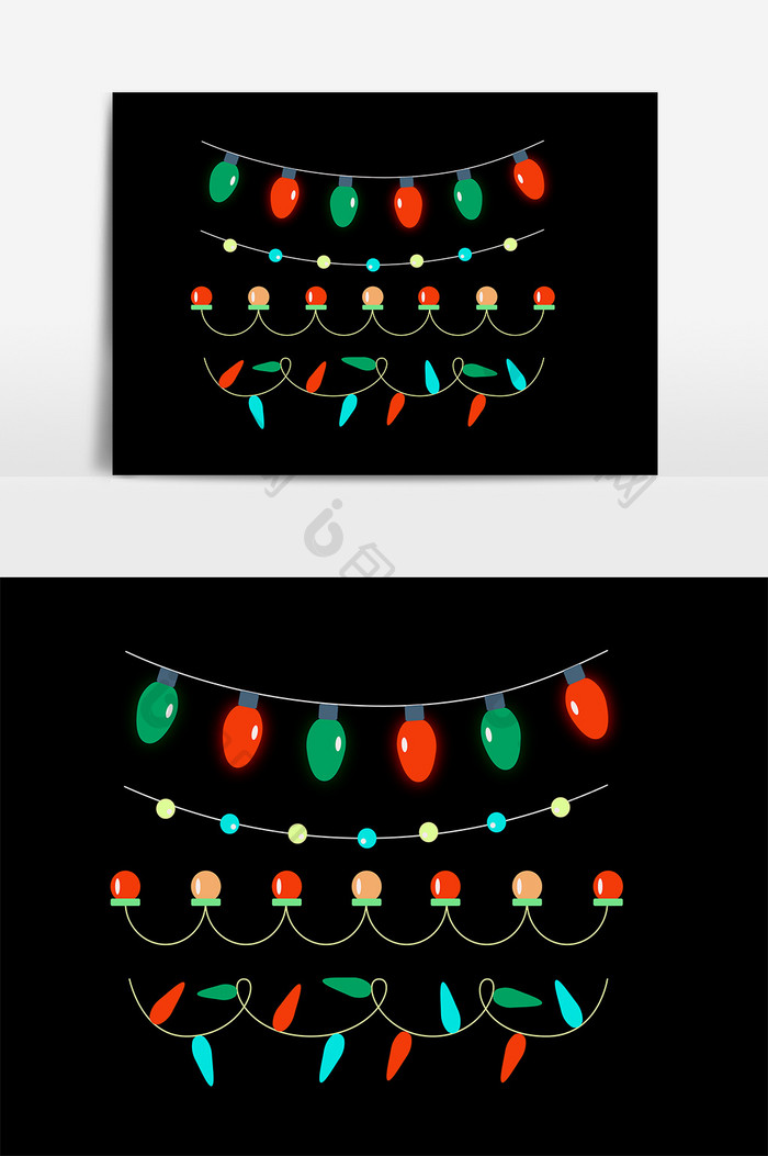 矢量彩色灯饰节日活动装饰素材