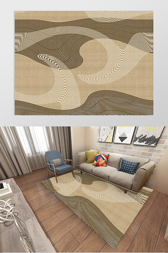 北欧风简约线条纹理客厅卧室酒店地毯图案图片