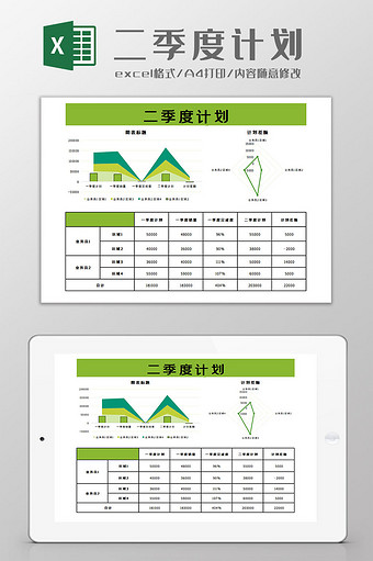 二季度计划Excel模板图片