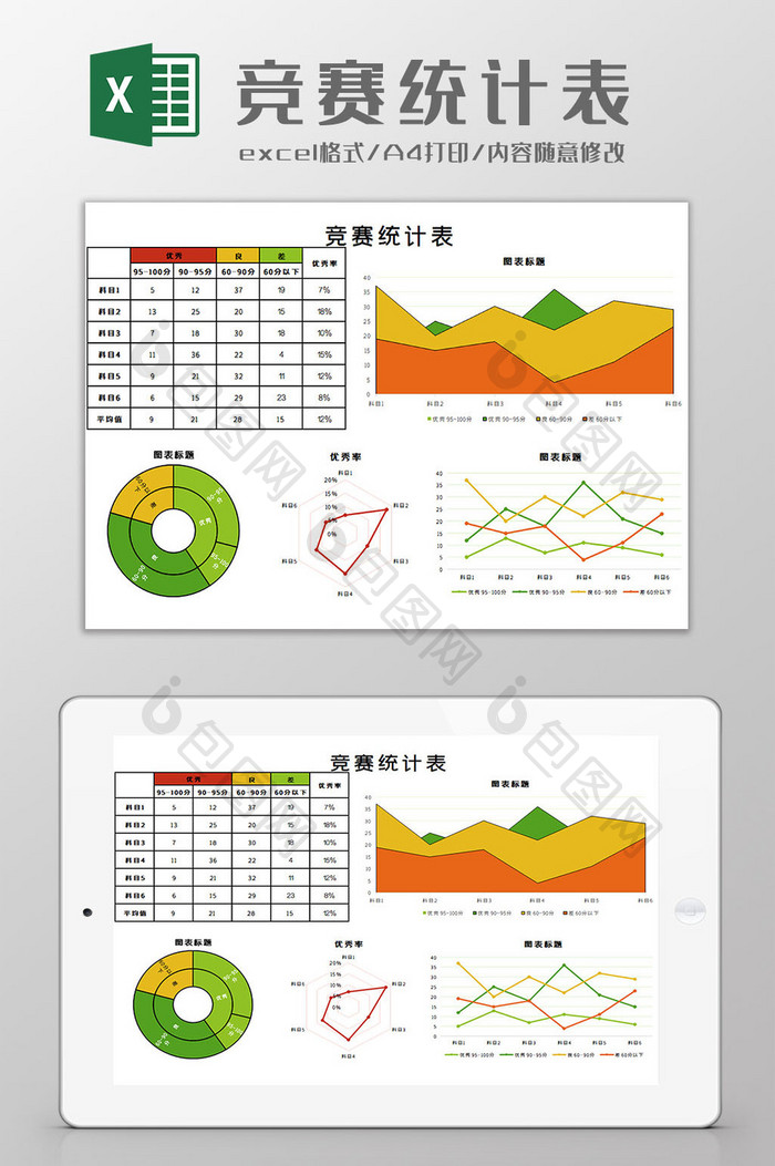 竞赛统计表Excel模板