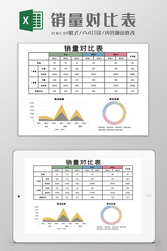 销量对比表格Excel模板图片