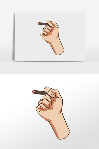 手绘手指动作夹烟抽烟手势插画