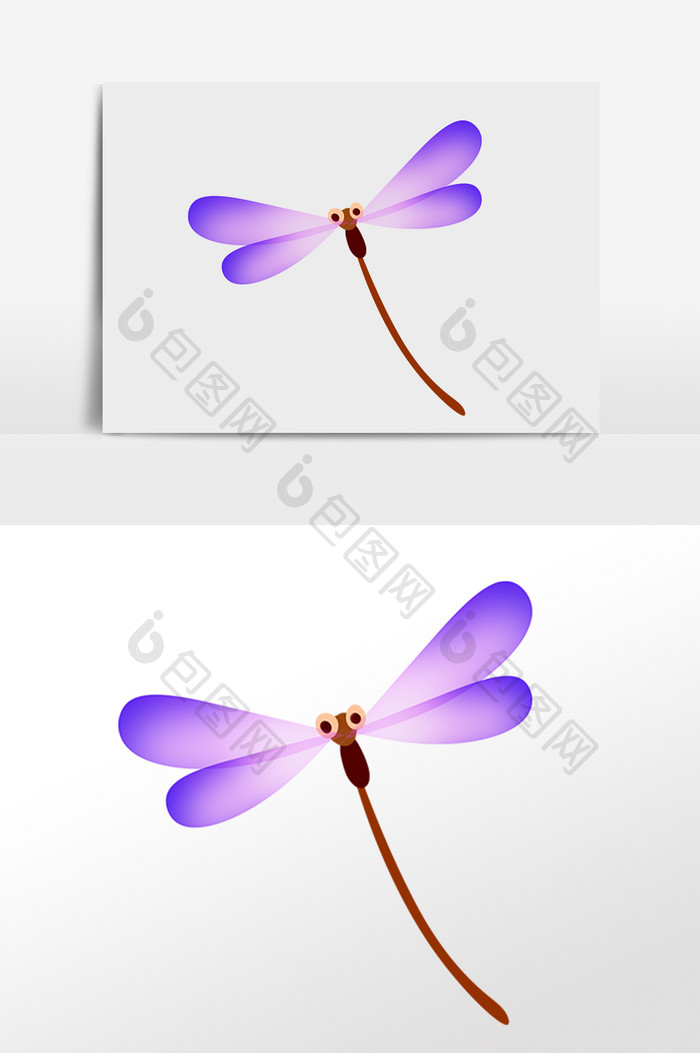 飞虫昆虫动物紫色蜻蜓插画
