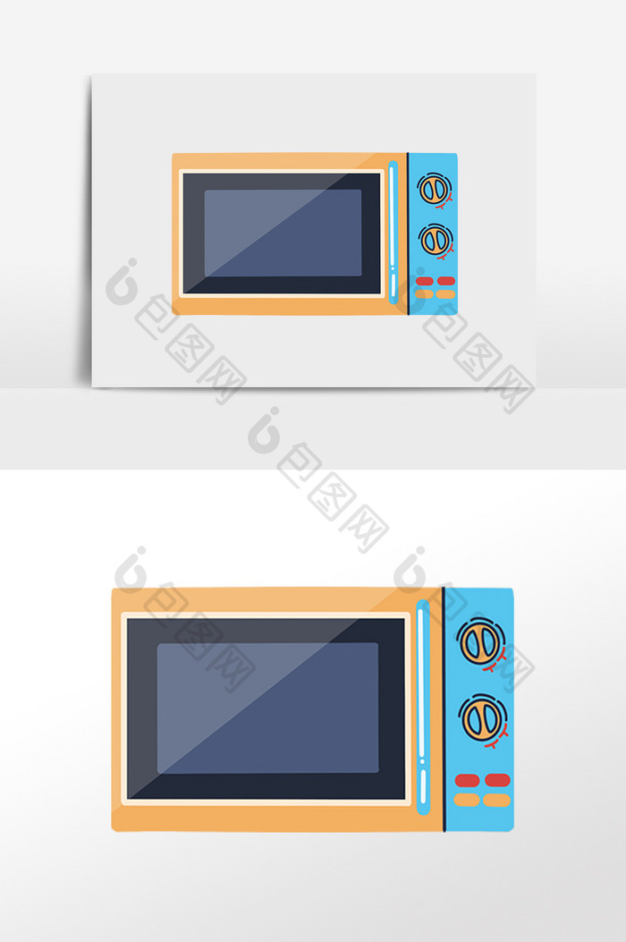 手绘生活用品电器微波炉插画