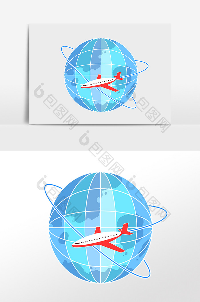 手绘2.5D旅游全国旅游飞机插画