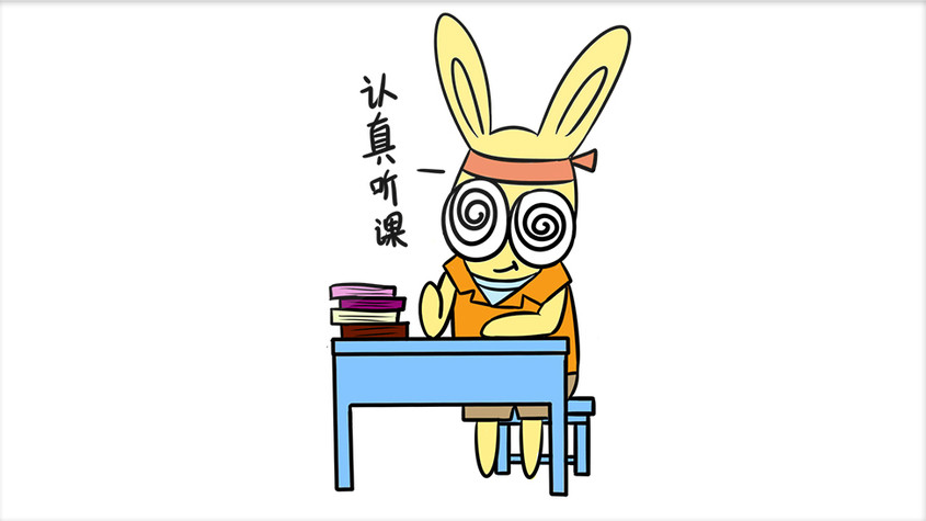 黄色卡通眼镜兔高考听课动态表情包