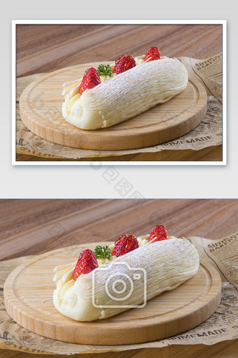 草莓榴莲蛋糕奶油甜点摄影图片