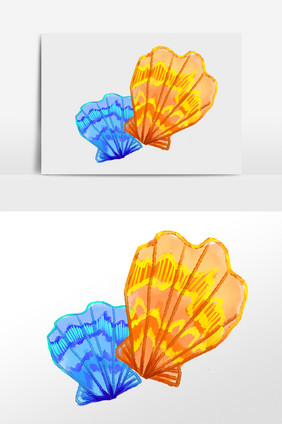 手绘海洋生物沙滩彩色贝壳插画