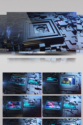 三维酷炫蓝色机械科幻场景图文展示AE模板图片