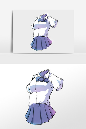 手绘夏季衣服学生套装服装插画图片下载