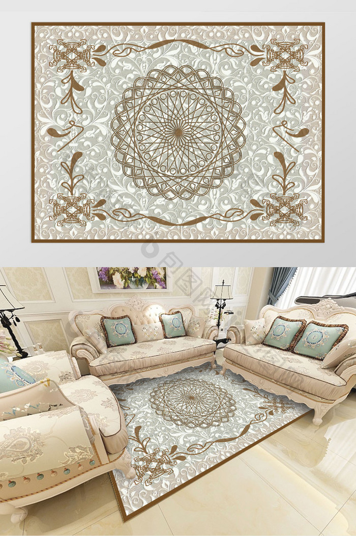 欧式欧美花纹客厅地毯图案定制