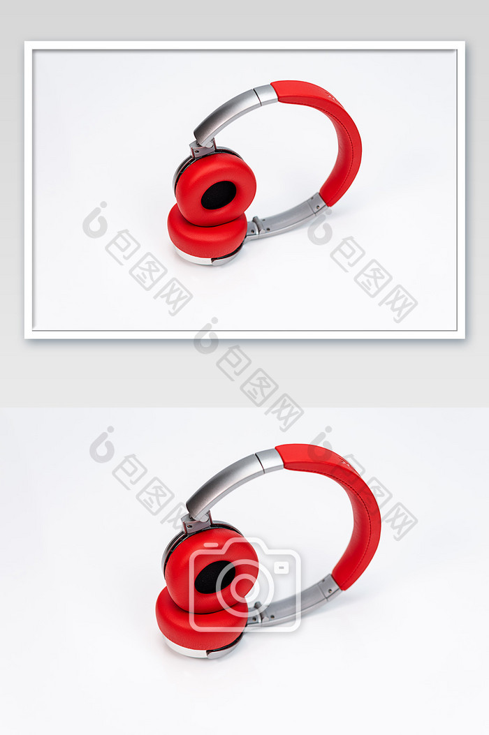 红色时尚运动蓝牙耳机高清背景图