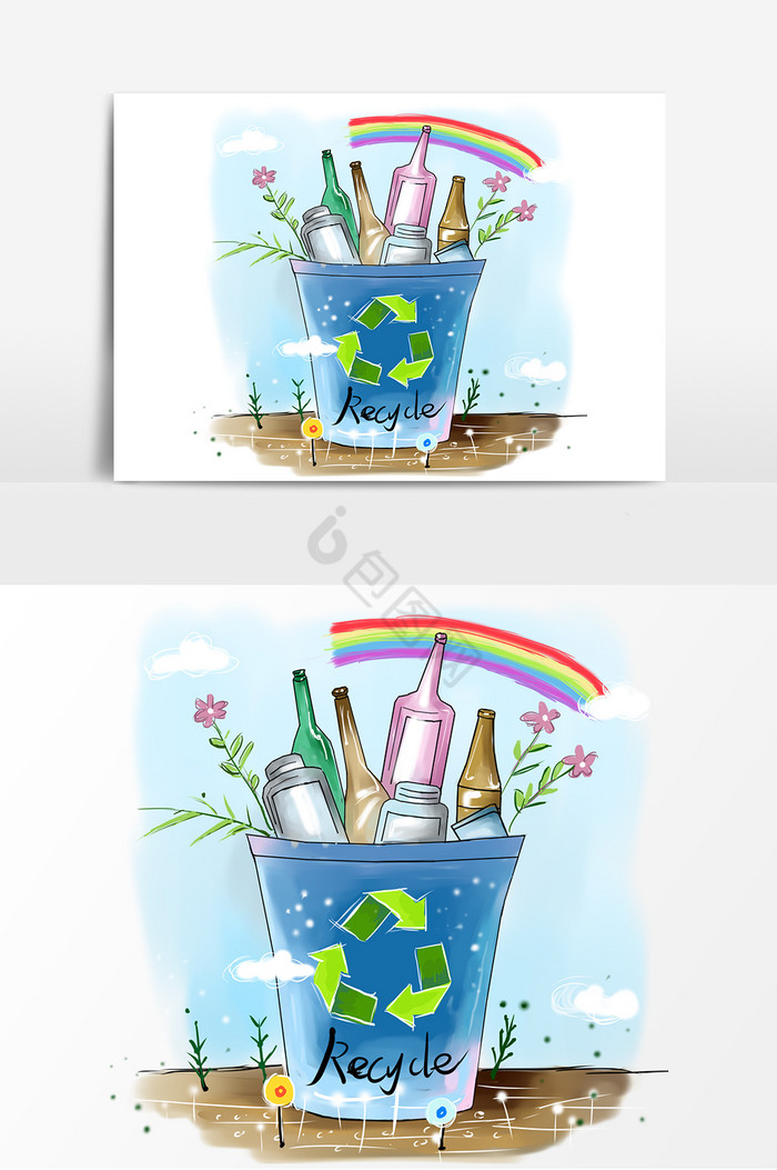 环保垃圾分类垃圾桶循环图片