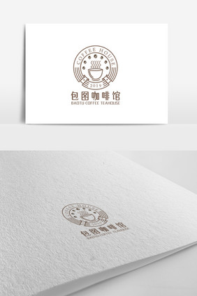 简洁线条咖啡馆logo设计