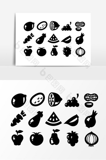 黑色食物食材水果图案设计素材图片