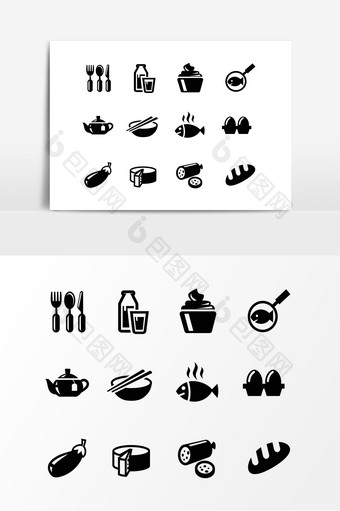 黑色食物餐具图案设计元素图片