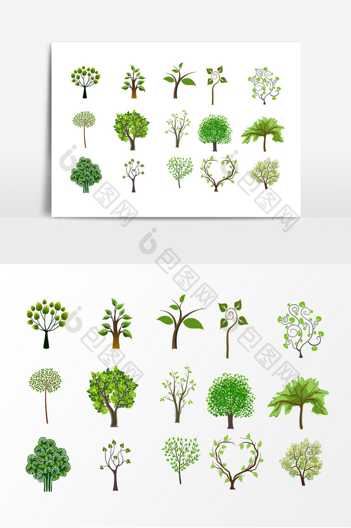 绿色夏季树木设计元素