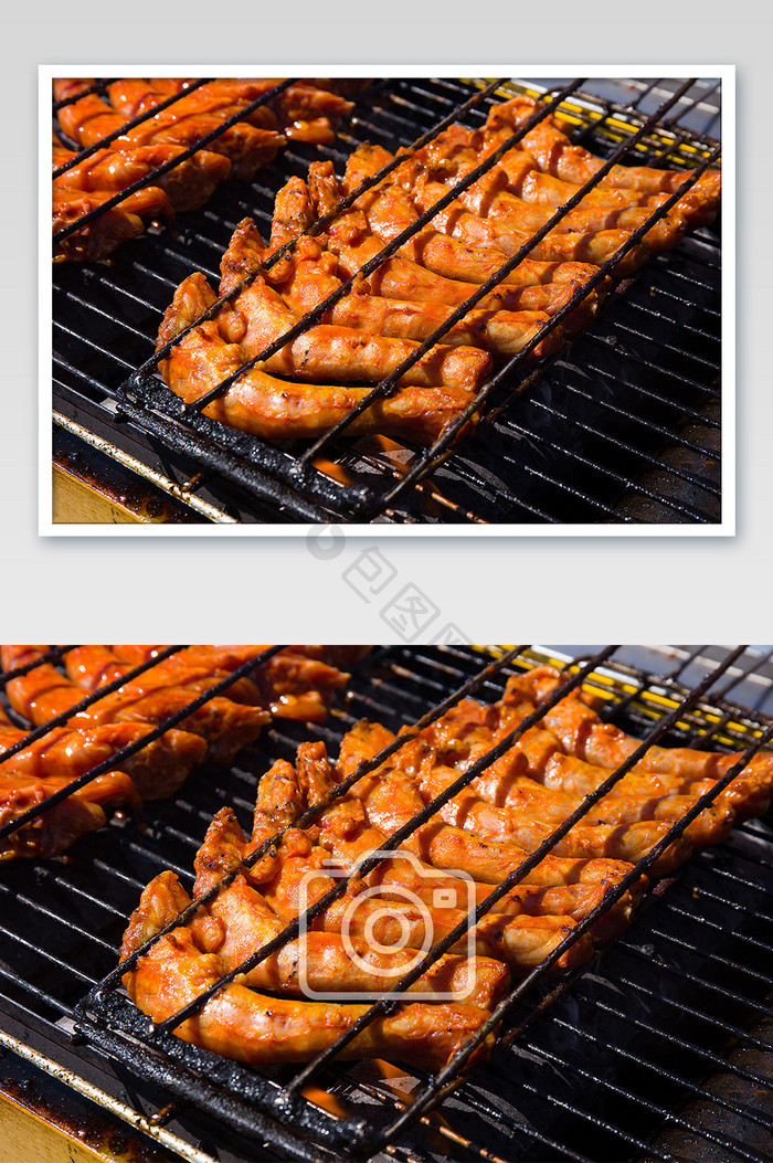 室外烧烤鸡脖子摄影图片