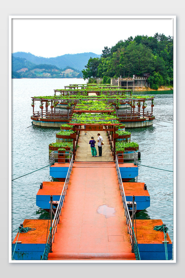 千岛湖桥梁情侣背影旅行度假摄影图图片